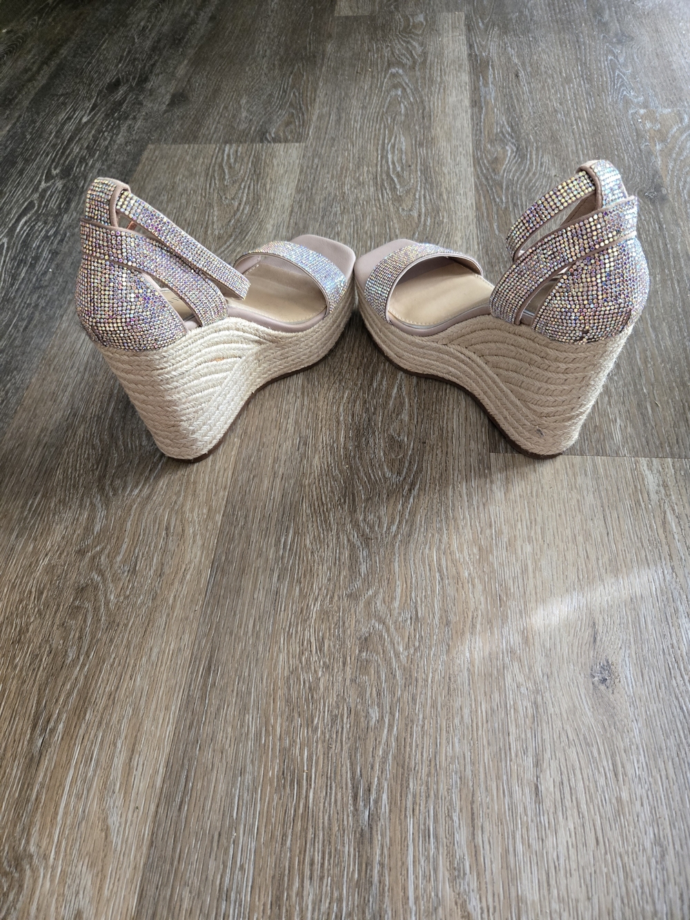 Gianni Bini Rose Gold Rhinestone Block Heel Sandals - Picture 5 of 6